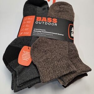 Bass Outdoor Men's Cushioned Casual Socks - Black, Gray, Brown Mens Sz 6-12